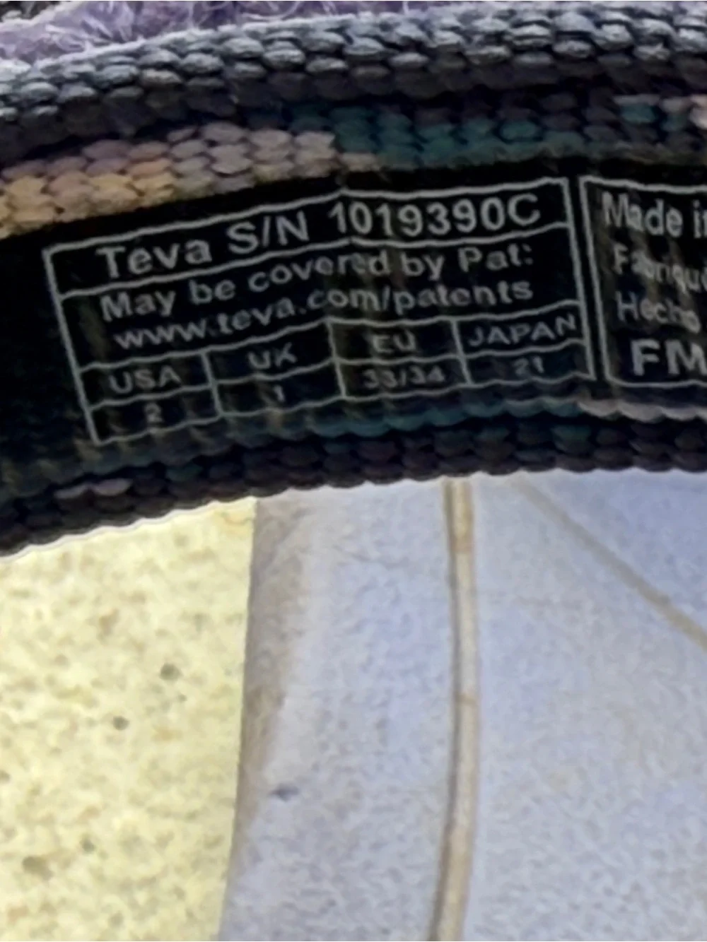 Teva Lavender sandals girls size 2